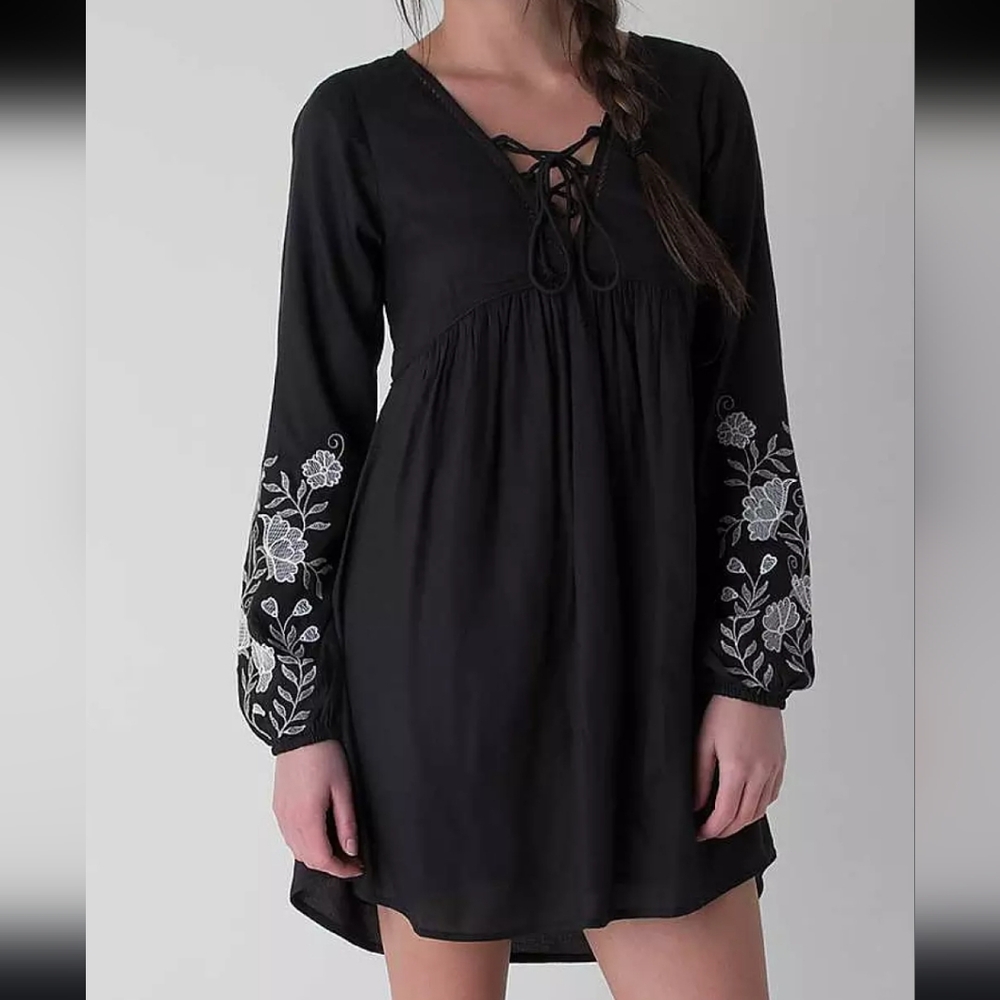 NWT ELEMENT Black Embroidered Dress.